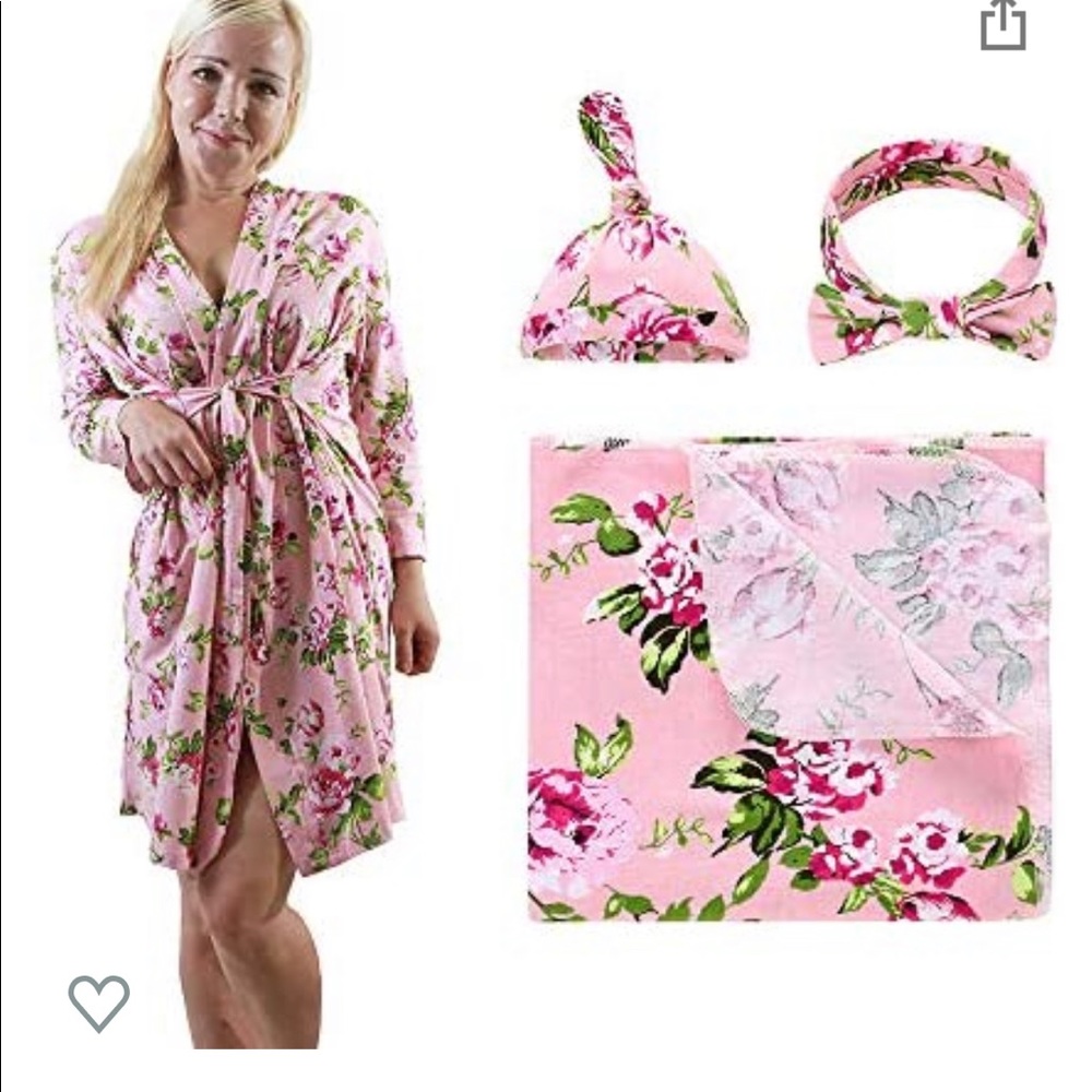 Matching robe and baby swaddle